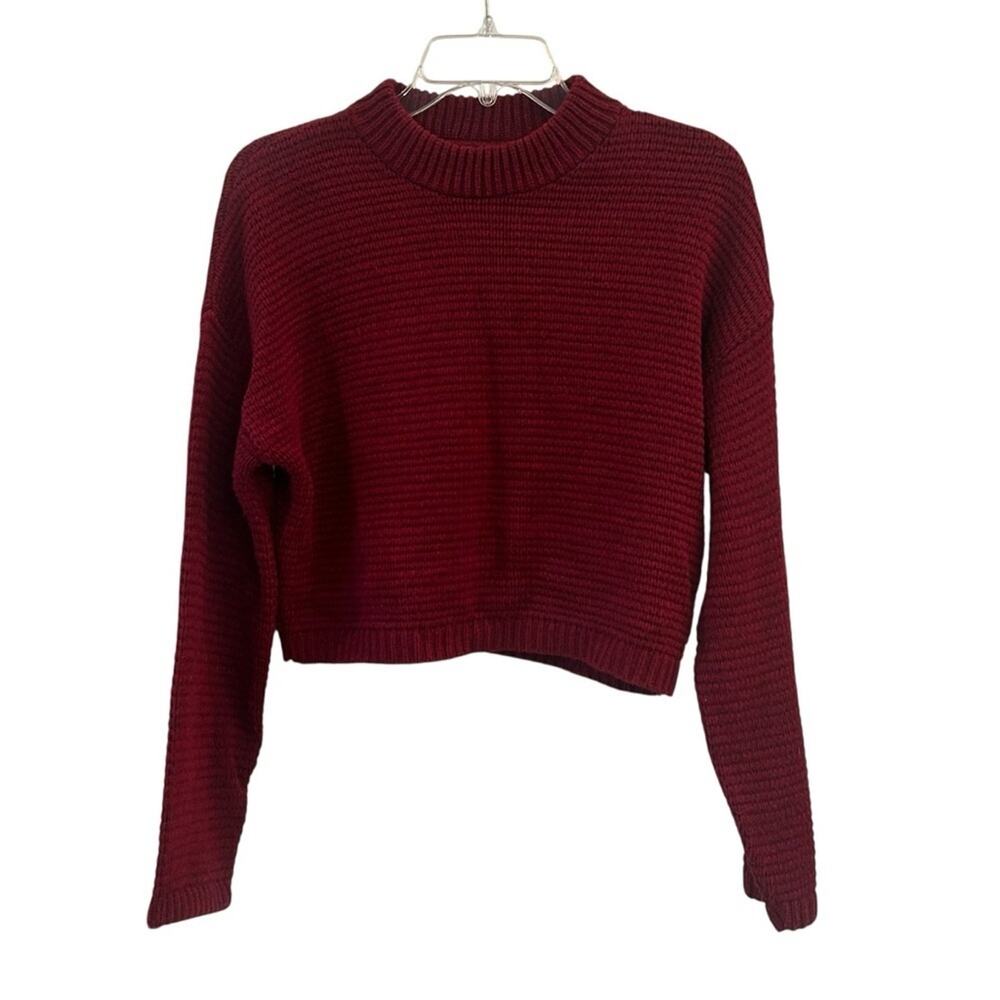 Express Fall Burgundy Red Mock Neck Cropped Length Women's Sweater XS